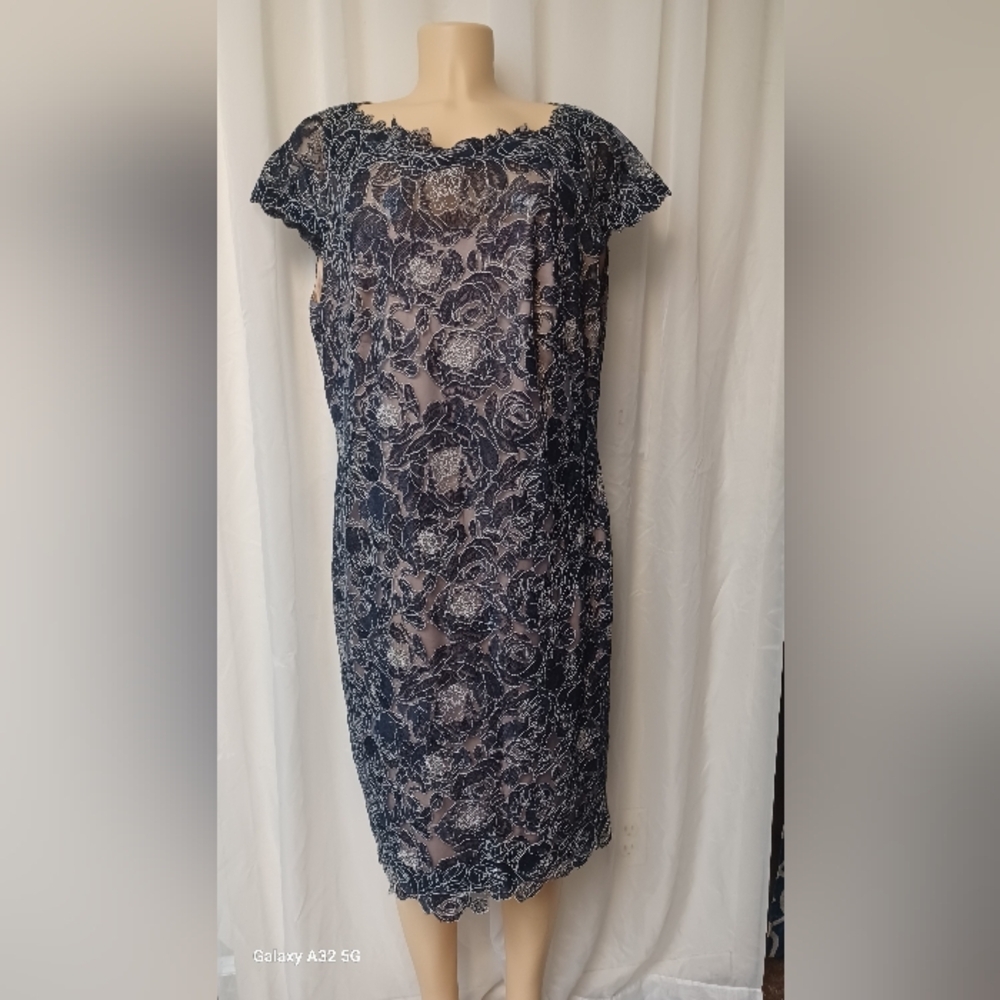 TADASHI SHOJI TOO SiZE 18Q. Elegant Lace Overlay Dress - Picture 6 of 16